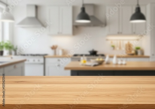Modern kitchen interior mockup table with sleek furniture and contemporary design in a stylish home