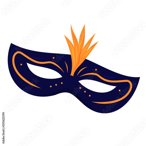 Colorful mask with orange accents for festive celebrations at night