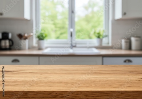Modern kitchen interior mockup table with sleek furniture and contemporary design in a stylish home