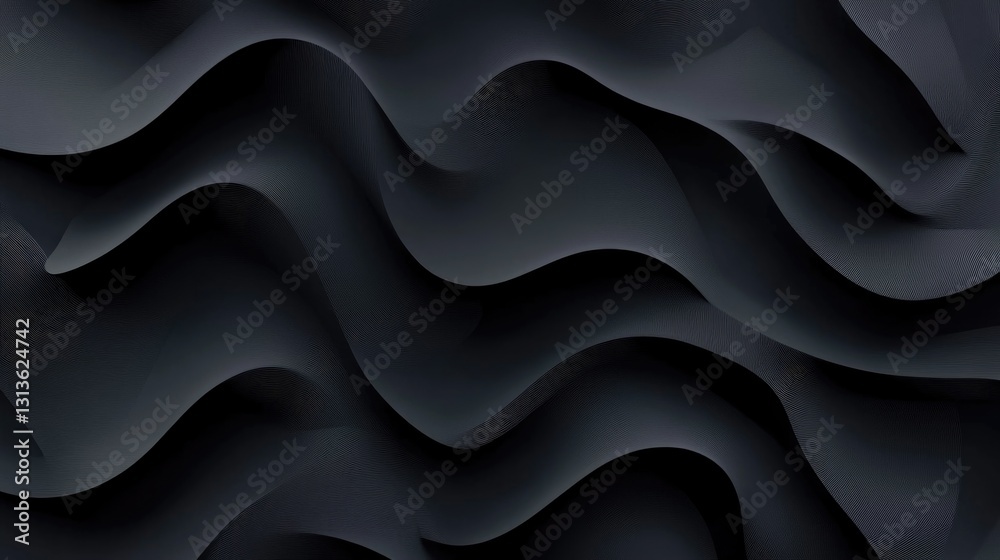 Dark abstract image featuring flowing wavy lines and curves Dark abstract image featuring flowing wavy lines and curves