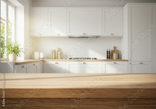 Modern kitchen interior mockup table with sleek furniture and contemporary design in a stylish home