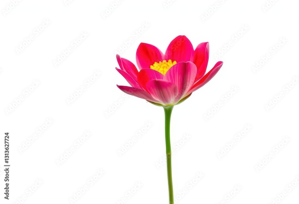 A single vibrant bloom, petals unfurled, against a pure white backdrop, vibrant, closeup A single vibrant bloom, petals unfurled, against a pure white backdrop, vibrant, closeup