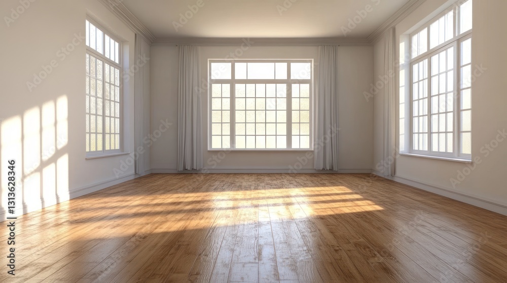 Sunlight Streaming Through Windows in an Empty Room Sunlight Streaming Through Windows in an Empty Room