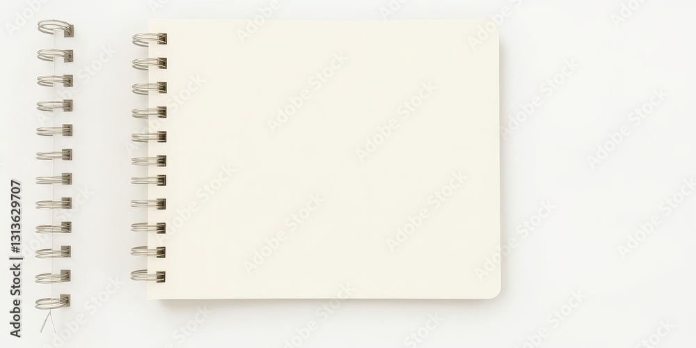 Cream spiral notebook, blank pages, isolated on white, minimal,notebook,isolated Cream spiral notebook, blank pages, isolated on white, minimal,notebook,isolated
