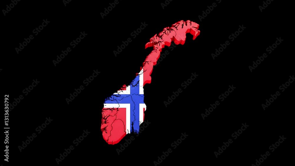Norway Topographic 3D Map with Flag Stunning 4K Video

