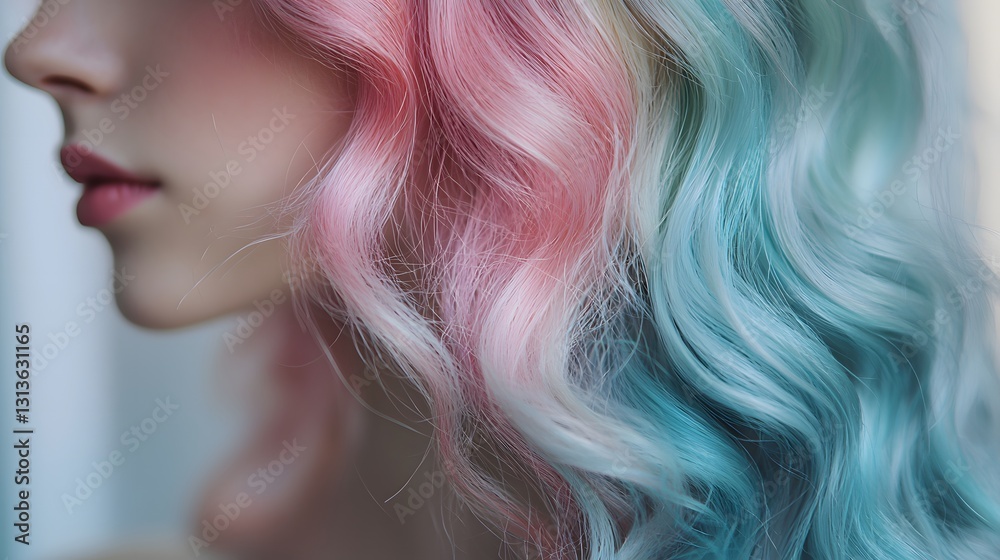 Naklejka premium 17. A soft ombre effect blending blush pink with icy blue, offering a dreamy and elegant look