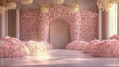 Stunningly designed luxurious wedding venue featuring elegant interior decor.