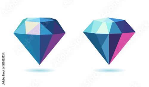Colorful geometric diamonds created with vibrant shades and sharp angles in a minimalistic design