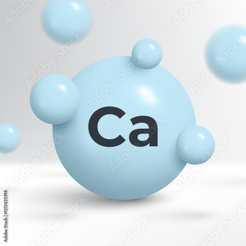 Calcium mineral icon. Ca capsule concept on white background. Medical nutrition for health. Pharmacy healthcare supplements.