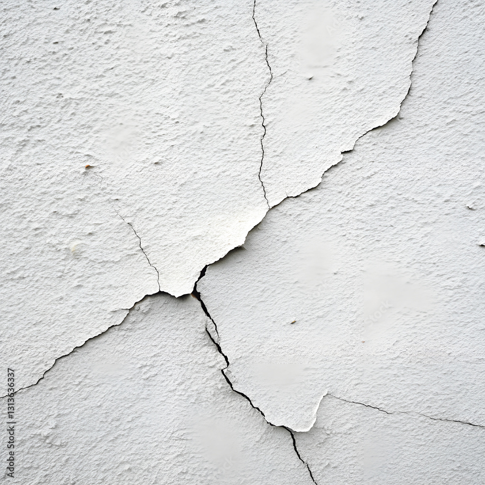 Obraz premium White wall with cracks background design.