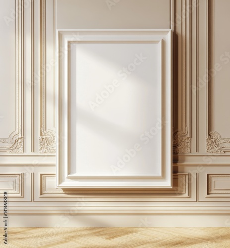 Empty White Framed Poster in Elegant Room
