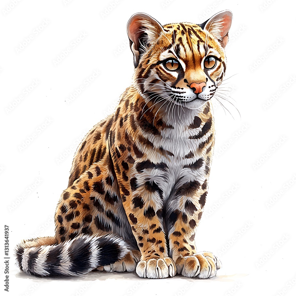 Ocelot Illustration A Stunning Artistic Depiction of a Wild Cat. Ocelot Illustration A Stunning Artistic Depiction of a Wild Cat.