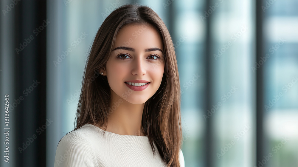 Young Professional in Focus: Serene Office Portrait Young Professional in Focus: Serene Office Portrait
