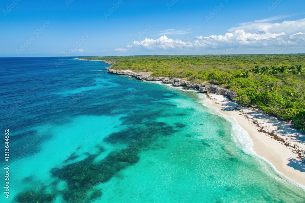 Breathtaking aerial capture of sandy beaches meeting ocean waves, ideal for summer getaway inspirations and oceanography lovers Breathtaking aerial capture of sandy beaches meeting ocean waves, ideal for summer getaway inspirations and oceanography lovers