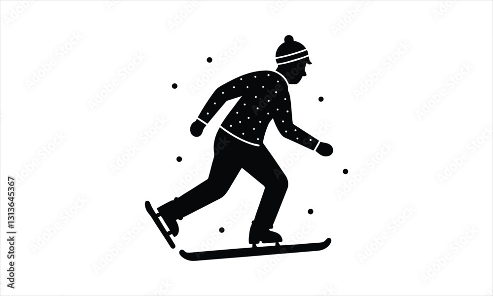 Fototapeta premium Skating Winter Person Snow Activity Silhouette