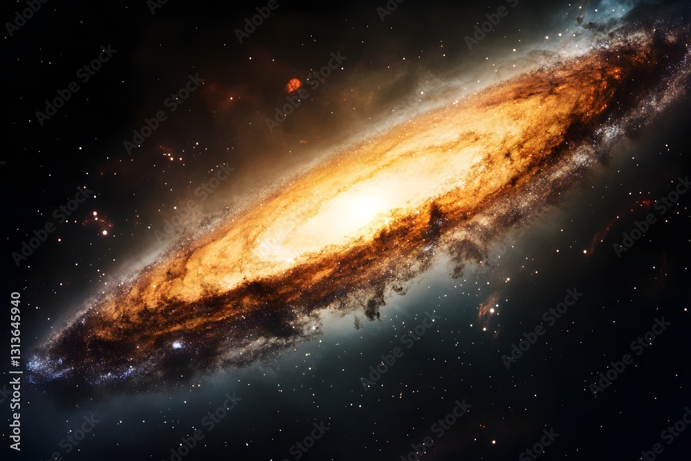 Fototapeta premium Spiral galaxy in deep space, cosmic nebula