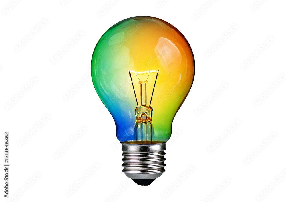 Colorful light bulb showcase a bright studio display isolated on transparent or white background Colorful light bulb showcase a bright studio display isolated on transparent or white background