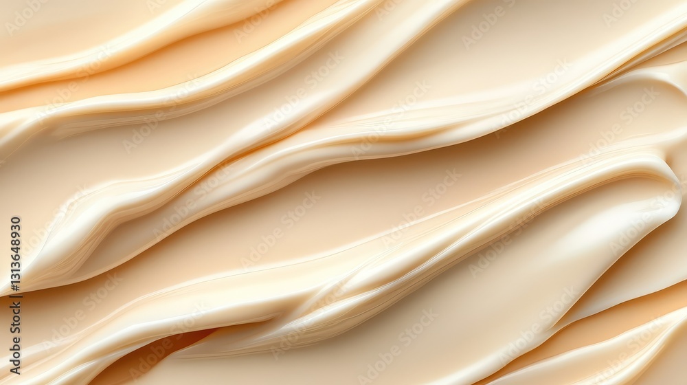 Fototapeta premium Sunscreen lotion packaging without a logo, with cream in a gentle wave pattern, set against a warm, radiant backdrop.