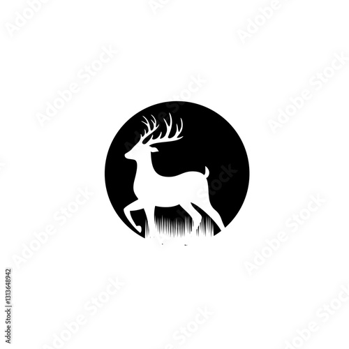 deer and moon vector images