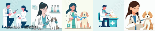 Vector doctor is injecting a dog