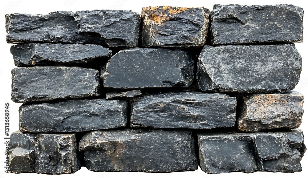 Black Stone Wall Texture  Rough Irregular Granite  Natural Rock Facade