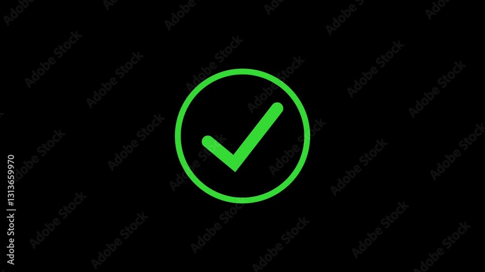 Animation of a green checkmark on a black background Animation of a green checkmark on a black background