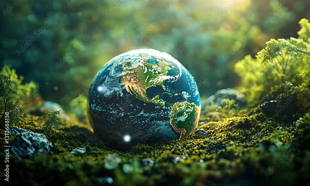 A vibrant depiction of Earth nestled in lush greenery, symbolizing harmony between nature and the planet. The image highlights the beauty and fragility of our environment. A vibrant depiction of Earth nestled in lush greenery, symbolizing harmony between nature and the planet. The image highlights the beauty and fragility of our environment.
