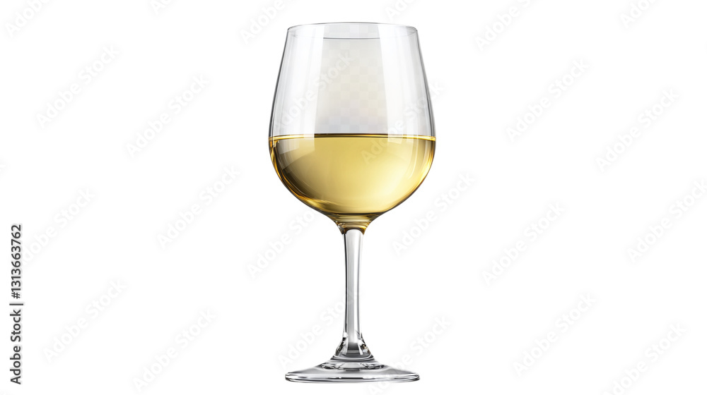 A glass filled with white wine, isolated on a transparent background A glass filled with white wine, isolated on a transparent background