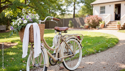 Wallpaper Mural Bicycle with flowers parked in garden Torontodigital.ca