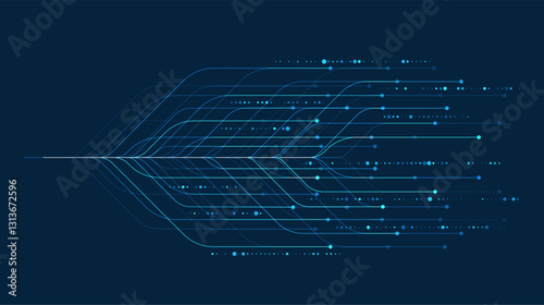Big data visualization. Social network, financial analysis of complex databases. Data mining. Vector technology background. Information analytics concept.
