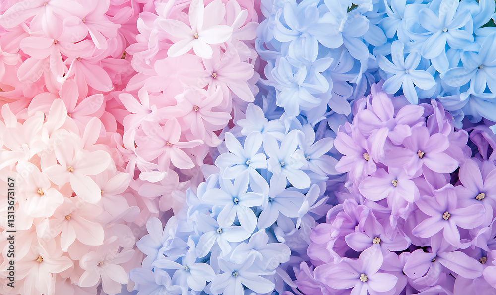Fototapeta premium Bright pink and blue hyacinth flowers blooming vibrantly in natural sunlight. generative ai