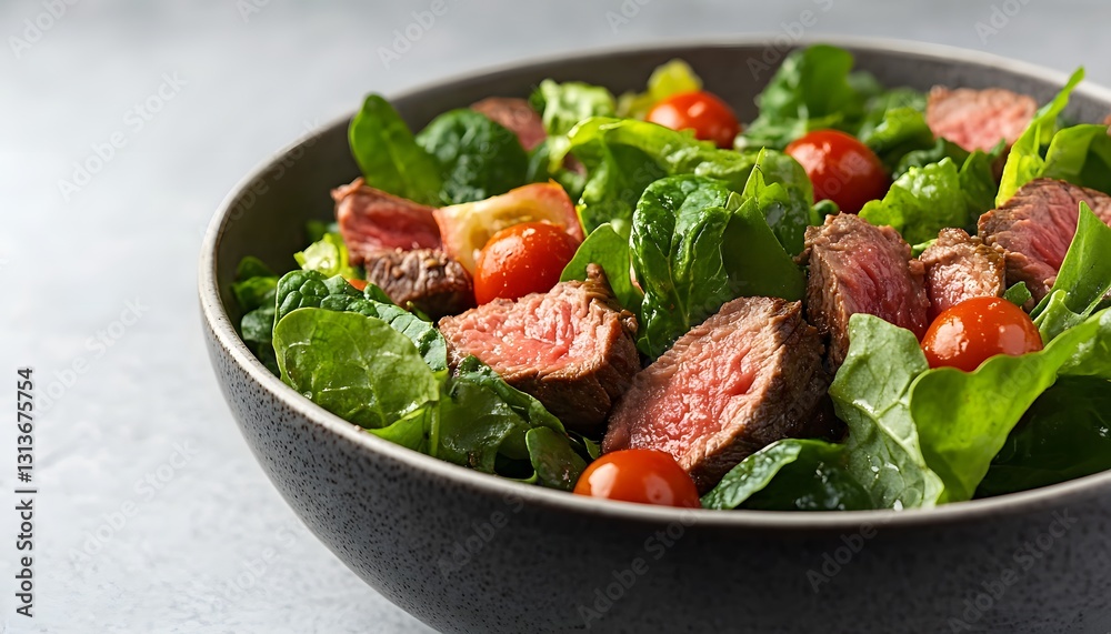 Delicious Steak Salad with Cherry Tomatoes and Greens Delicious Steak Salad with Cherry Tomatoes and Greens