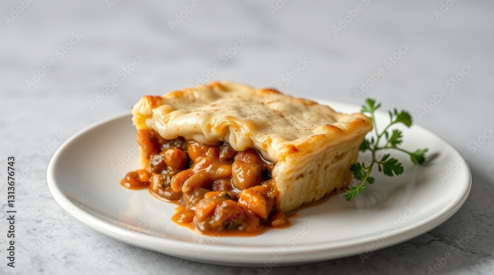 Exquisite Shepherd's Pie Slice: A Culinary Classic Presented with Minimalist Elegance Exquisite Shepherd's Pie Slice: A Culinary Classic Presented with Minimalist Elegance
