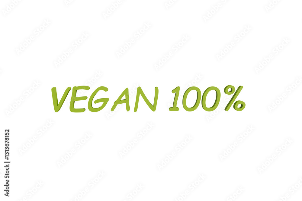 3D text vegan 100 green on white background 3D text vegan 100 green on white background