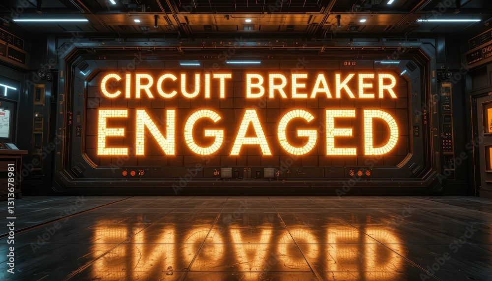 Fototapeta premium Illuminated Signage Indicating Circuit Breaker Status Engagement