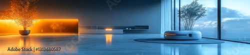Sleek and Elegant Smart Robot Performing Household Tasks. Generative AI photo