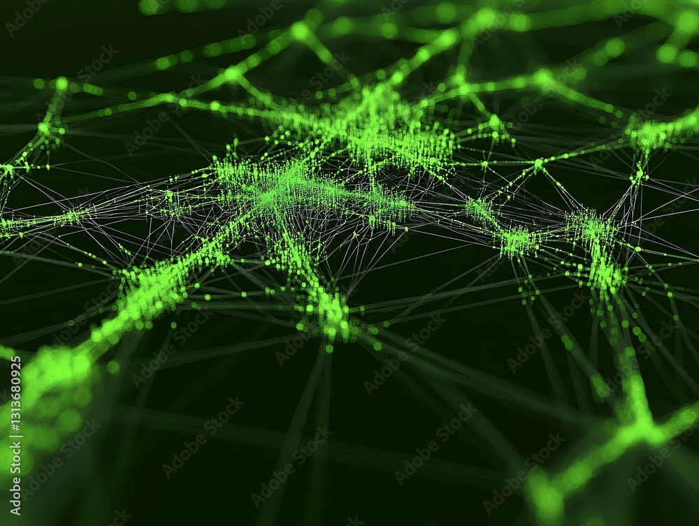 Interconnected green network, representing digital connectivity and growth Interconnected green network, representing digital connectivity and growth
