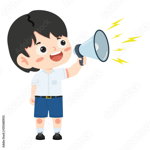 Kid boy holding a megaphone