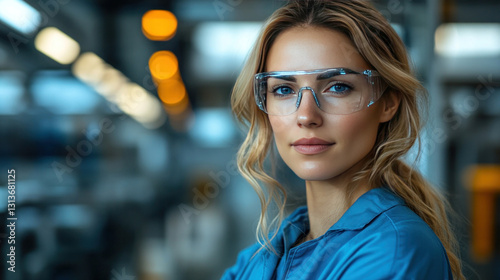 Female engineer in factory supervising robotic arm precision assembly  refining AI-powered industrial automation  optimizing production line efficiency
