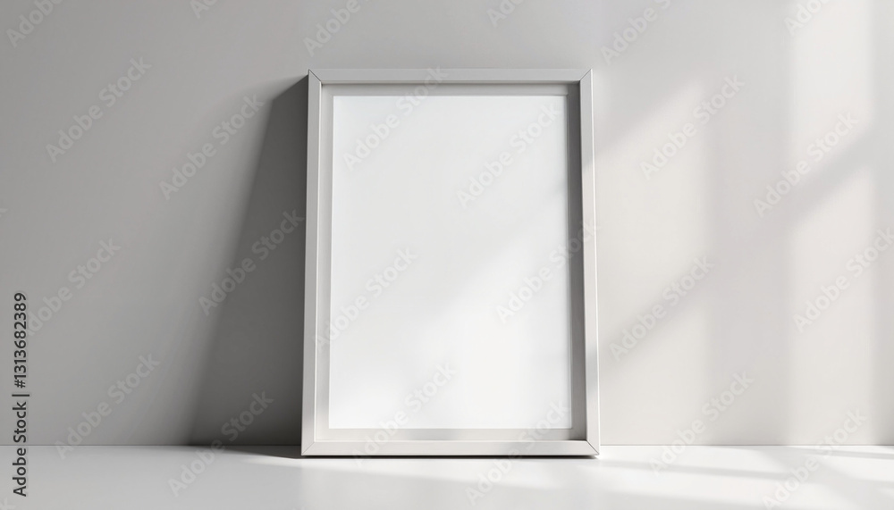 A sleek digital frame mockup featuring a blank white poster in a minimalistic setting with a neutral gray background. Ideal for branding, artwork presentation, and advertising. A sleek digital frame mockup featuring a blank white poster in a minimalistic setting with a neutral gray background. Ideal for branding, artwork presentation, and advertising.