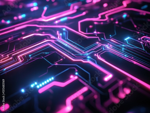 Glowing Circuit Board  Abstract Tech Background  Neon Lights  Digital Design