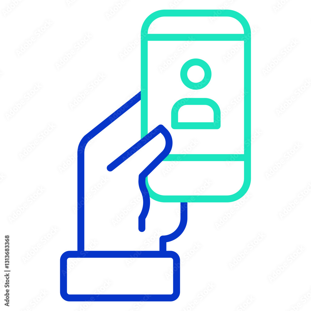 Hand mobile outline dual color icon Hand mobile outline dual color icon