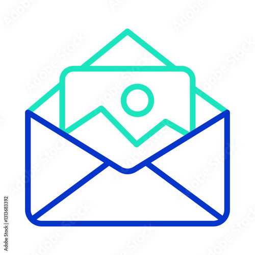 mail photo outline dual color icon