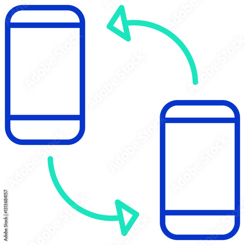 Mobile to mobile sync outline dual color icon