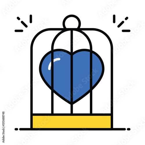 Love Cage vector filled outline icon. EPS 10 file