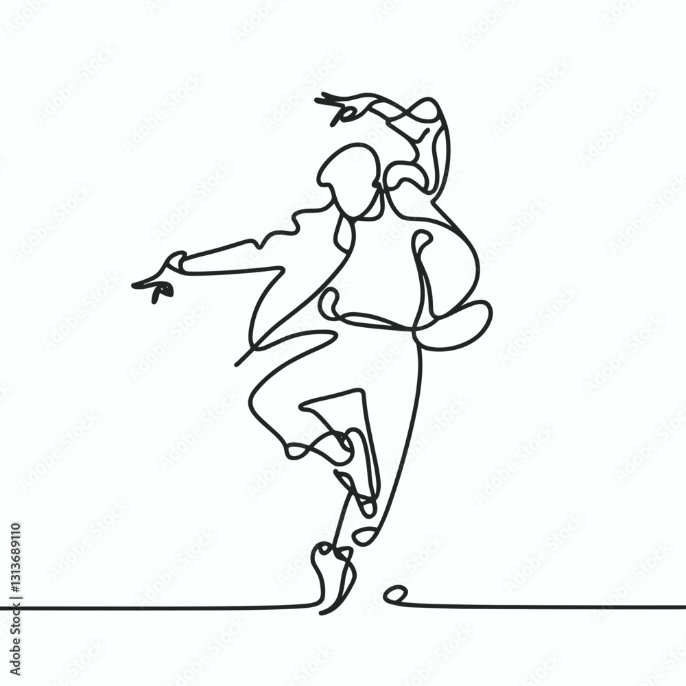 Fototapeta premium Dynamic young man dancing with enthusiasm in an urban style against a minimalist background