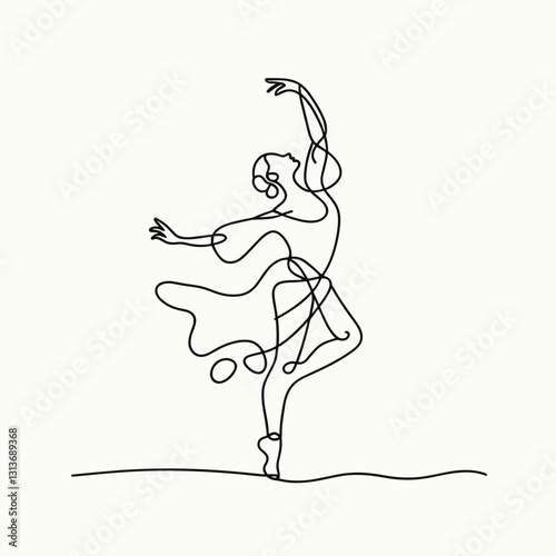 Elegant dancer in a flowing dress executing a beautiful pose against a minimalist background