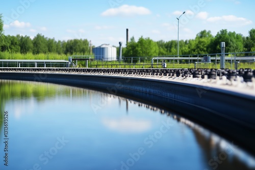 Biological treatment tank for purifying wastewater with active sludge using advanced technology at a modern facility