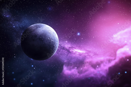 stunning cosmic scene featuring planet surrounded by vibrant nebulae and stars  evoking sense of wonder and exploration