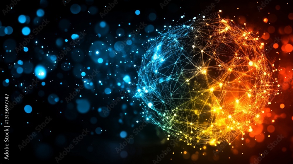 Obraz premium Energetic cosmic burst effect with vibrant colors and sparkling bokeh for futuristic technology background and dynamic creative compositions